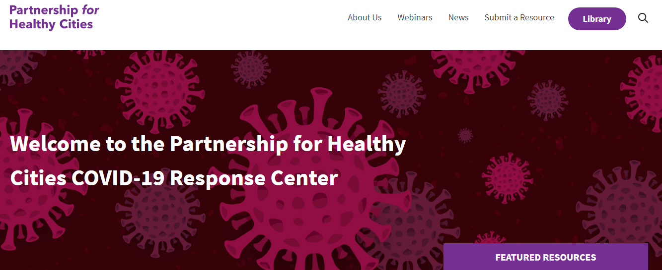 a imagem mostra o site da parceria por cidades saudáveis